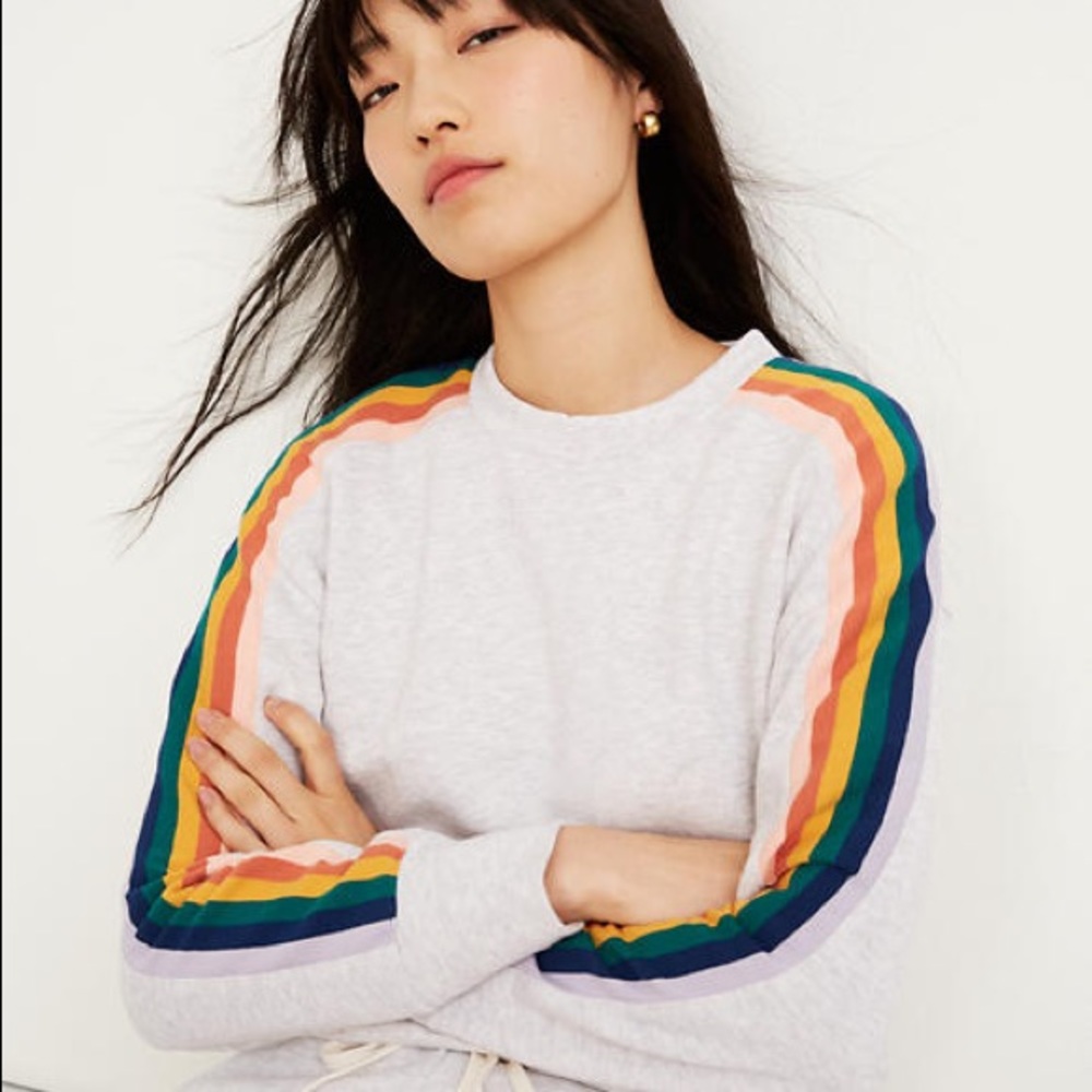 Rainbow Inset Crop Sweater Size M - Madewell